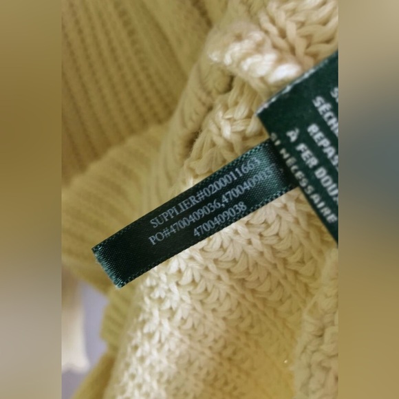 LRL Lauren Ralph Lauren Women's Cable Knit V Neck Sweater Beige - Picture 9 of 9